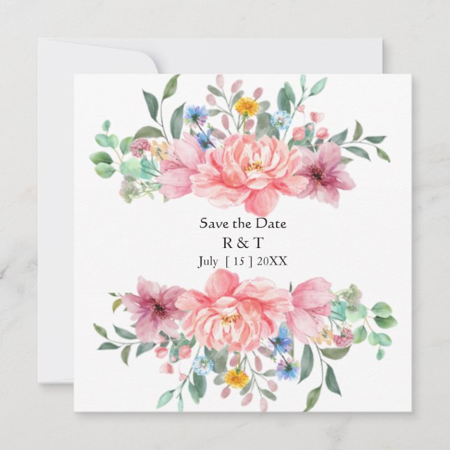 cartão de flor de salvar data personalizado (Frente)