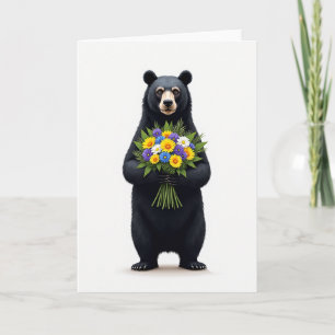 Cartão de Flor de Urso de Bolinhas