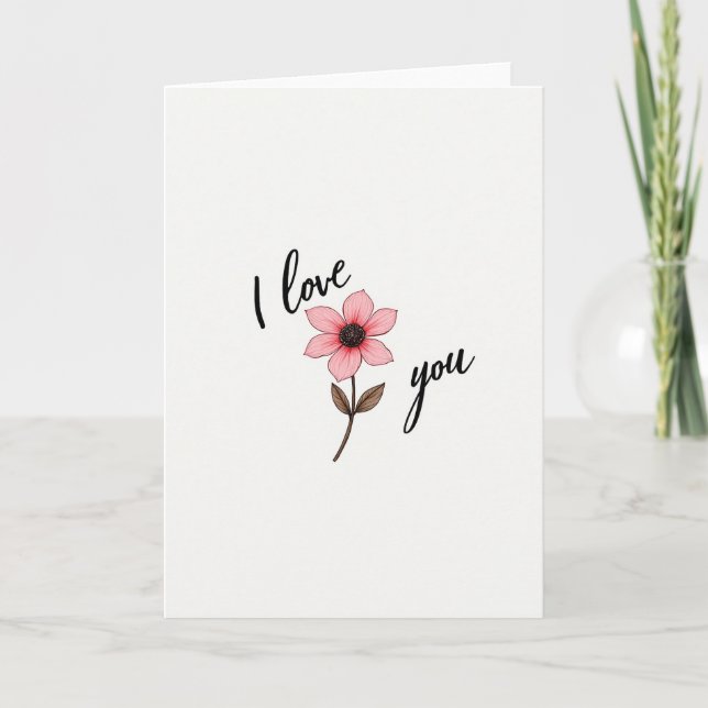 Cartão de Flor 'Eu Te Amo' (Frente)