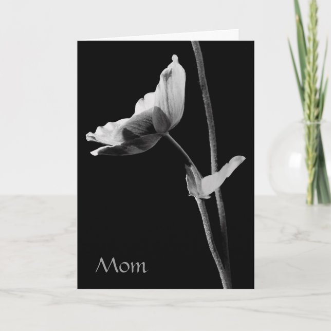 Cartão de flor preta e branca da mamãe (Frente)