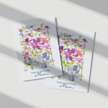 Cartão de Flor Silvestre de Aquarela de Aniversári