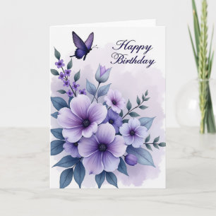 Cartão de Flor Violeta Alegre