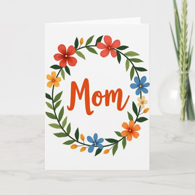 Cartão de Floral Coroa para a Mamãe (Frente)