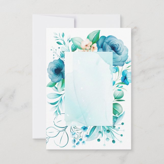 Cartão de flores azuis em aquarela, crie o seu pró (Frente)