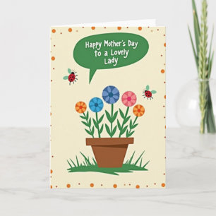Cartão de Flores Charmoso para o Dia das Mães