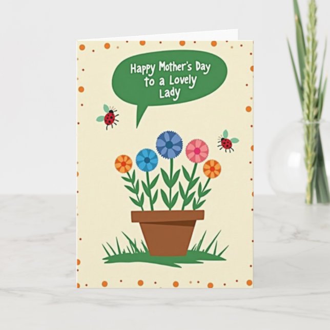 Cartão de Flores Charmoso para o Dia das Mães (Frente)