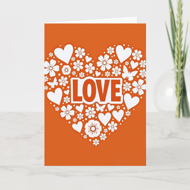 Cartão de Flores Corações Amor Romântico (Frente)