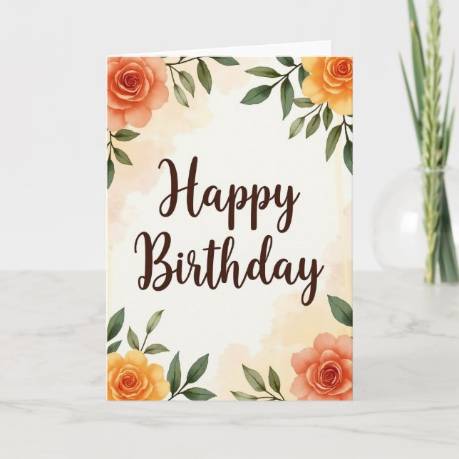 Cartão de Flores de Aniversário com Pontos (Frente)