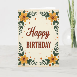 Cartão de Flores de Aniversário Encantador