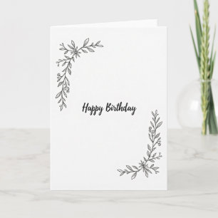 Cartão de Flores de Aniversário Minimalista