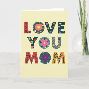 Cartão de Flores de Arte Amo Você Mamãe