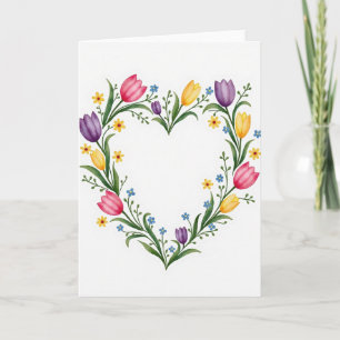 Cartão de Flores de Coração em Flor