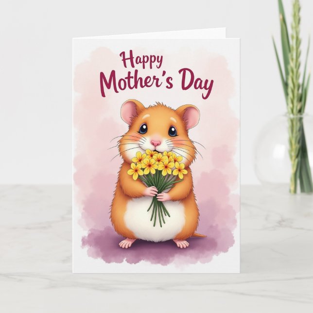 Cartão de Flores do Dia das Mães Amigo Fofinho (Frente)