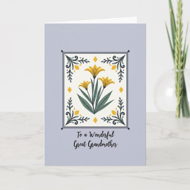 Cartão de Flores do Dia das Mães Dourado (Frente)