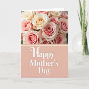 Cartão de Flores do Dia das Mães em Tons de Pêsseg