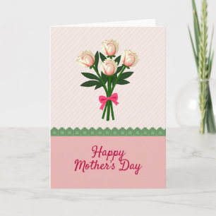 Cartão de Flores do Dia das Mães Rosa