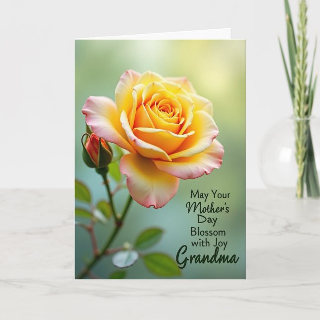 Cartão de Flores do Dia das Mães Rosa Corado (Frente)