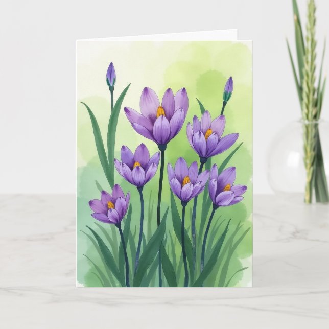 Cartão de Flores em Aquarela (Frente)