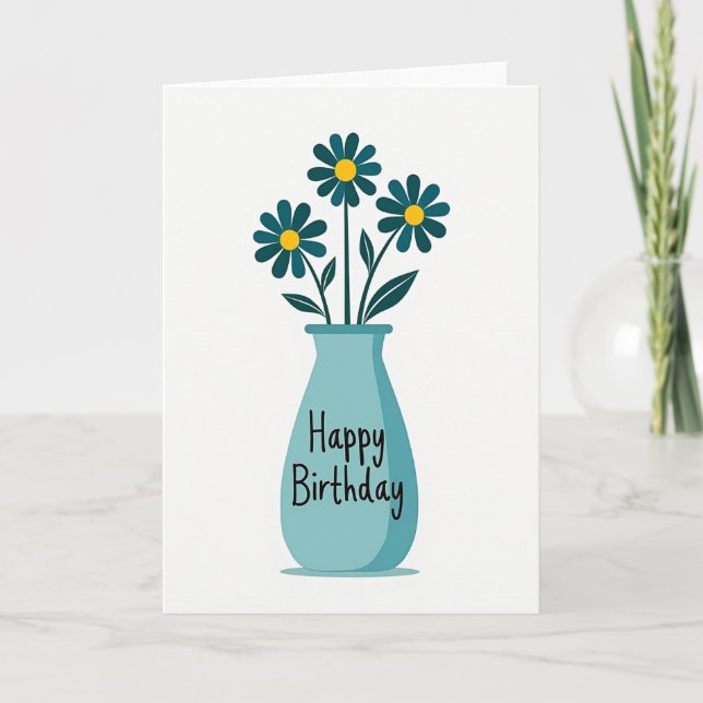 Cartão de Flores Minimalista Alegre (Frente)
