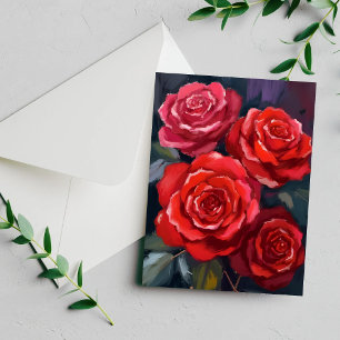 Cartão de Flores Pintadas com Aquarela Floral Rosa