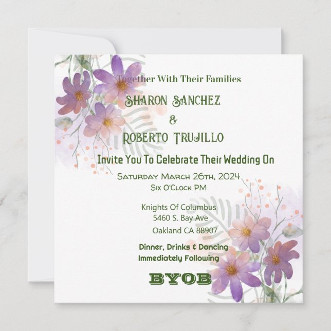 Cartão de Flores Silvestres Roxas (Frente)