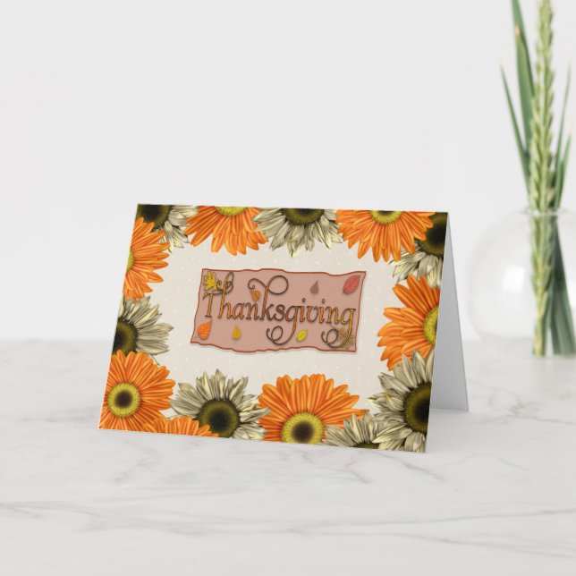 Cartão de Flores Solares de Ação de Graças (Frente)