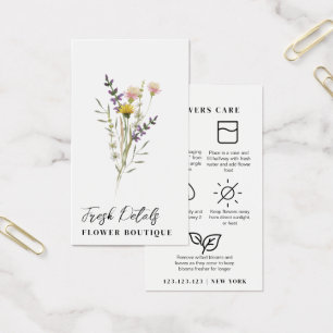Cartão de Florista de Cuidados com Flores Minimali