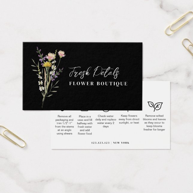 Cartão de Florista de Cuidados com Flores Minimali (Escritótio)