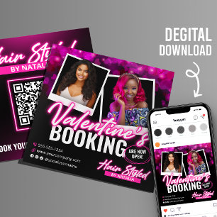 Cartão de Flyer de Estilista de Cabelo para Reserv