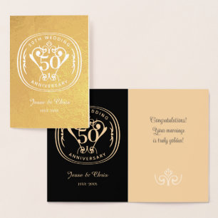 Cartão de Foil de 50.º Aniversário de Casamento