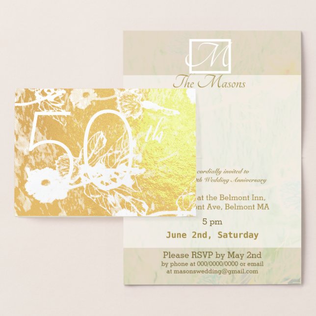 Cartão de Foil de 50.º Aniversário de Casamento (Exibição)