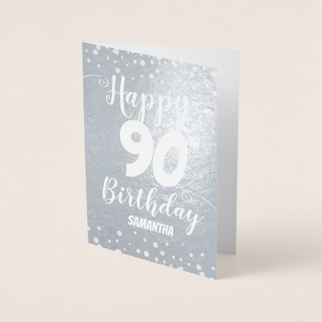 Cartão de Foil Personalizado de Aniversário 90 Hap (Frente)