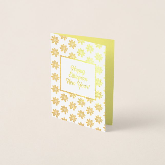 Cartão de folha de Ano Novo Etíope Feliz (Frente)