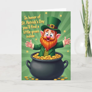 Cartão de Folha de Ouro Falso de Leprechaun