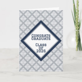 Cartão de Formatura Azul Marinho e Prata | 2026