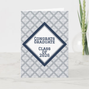 Cartão de Formatura Azul Marinho e Prata 2026