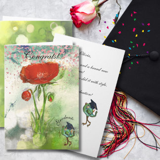 Cartão de Formatura Caprichoso com Papoula Vermelh