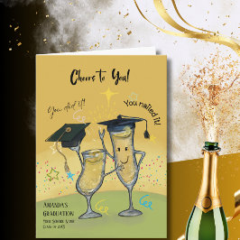 Cartão de Formatura com Copos de Champanhe de Apla