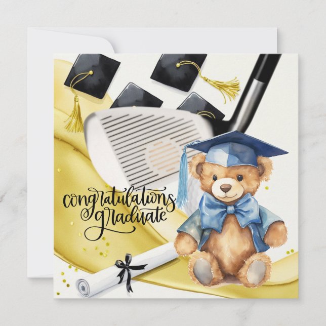Cartão de Formatura de Golfe – Parabéns Graduado (Frente)