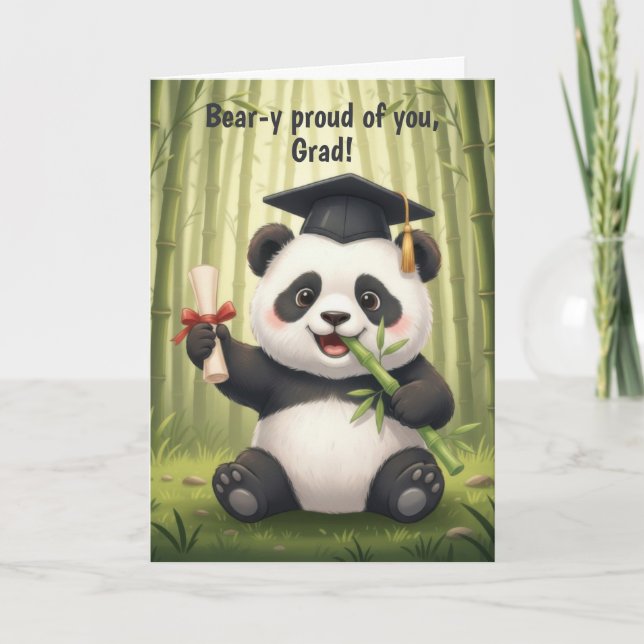 Cartão de Formatura de Urso Panda (Frente)
