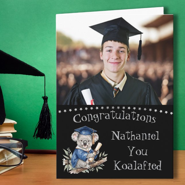 Cartão de Formatura do Koala com Duas Fotos (Criador carregado)