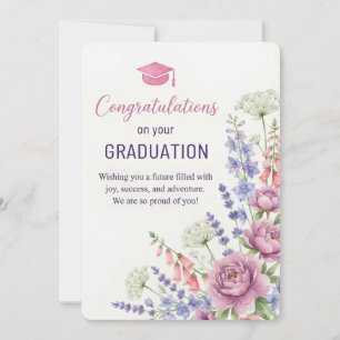 Cartão de Formatura Floral para Imprimir Parabén