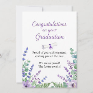 Cartão de Formatura Floral Roxo