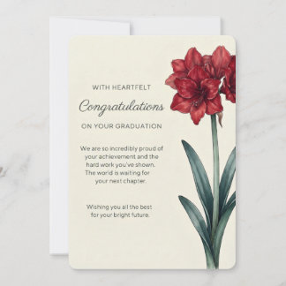 Cartão de Formatura Floral Vermelho Elegante Parab