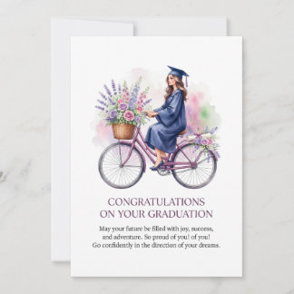 Cartão de Formatura: Graduado de Bicicleta com Flo