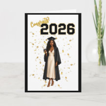 Cartão de Formatura para Ela - Afro-Americana