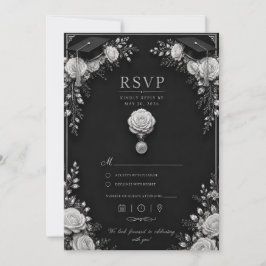 Cartão de Formatura Preto Prata 2026 com RSVP