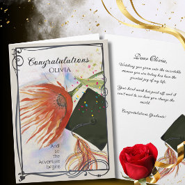 Cartão de Formatura Red Protea com Moldura Elegant