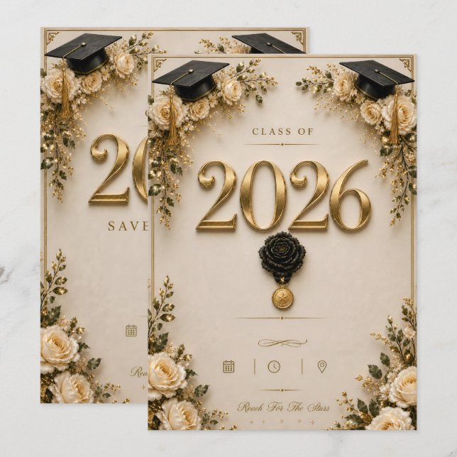 Cartão de Formatura Turma de 2026 Reserve a Data (Frente/Verso)