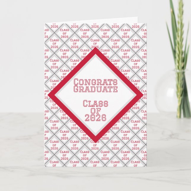 Cartão de Formatura Vermelho e Branco | 2026 (Frente)